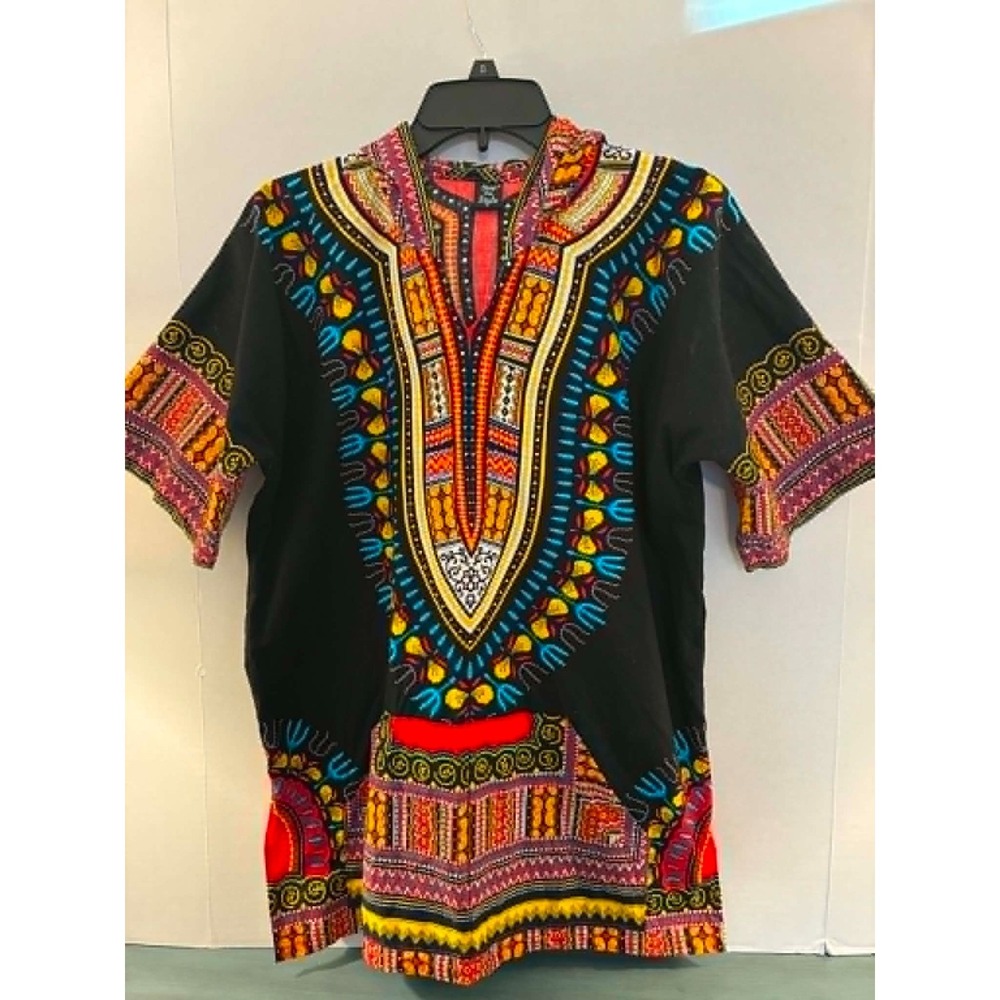 Step In Style Dashiki Tunic Womens Small Multicolor African‎ Print Boho Festival
